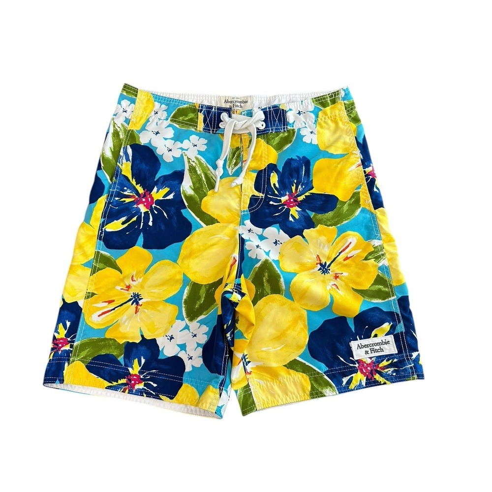 Abercrombie & Fitch Men Swim Board Shorts Medium Floral Surf Beach Y2K 90s FF2-3